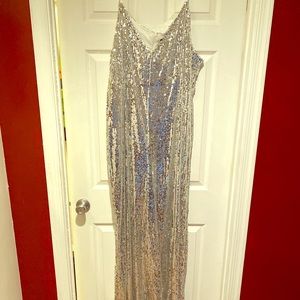 Silver Sequin wide leg jumpsuit